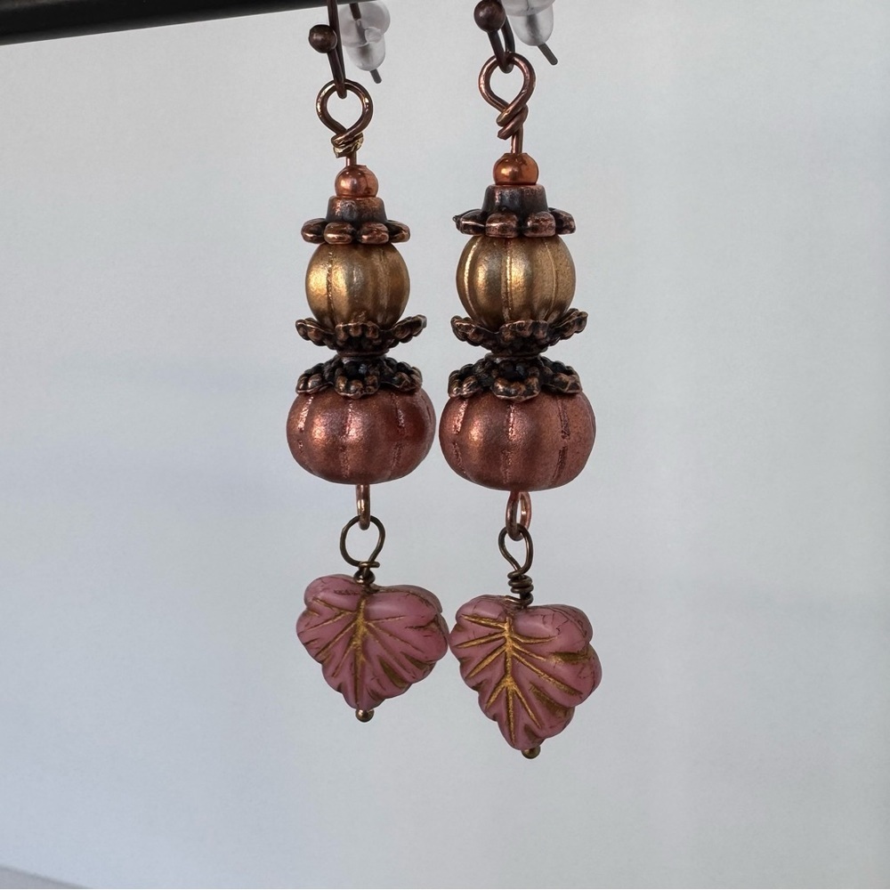 Hand Crafted Spiced Pumpkin Dangle Earrings - Picture 4 of 11